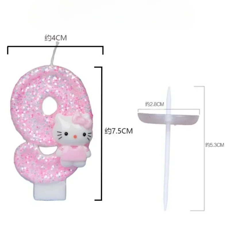 Hello Kitty Fun Digital Candles Creative Cute Cartoon Pattern Party Atmosphere Decoration Supplies Birthday Cake Accessories