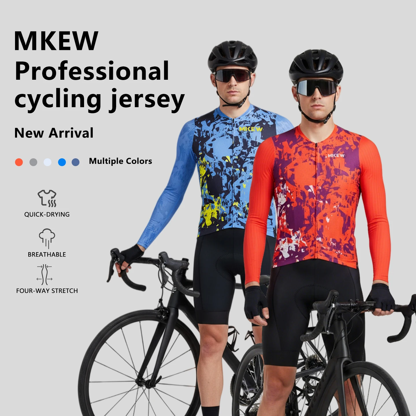 

MKEW men's summer Cycling Jersey quick drying breathable long sleeved road cycling suit - lightweight and comfortable cycling e