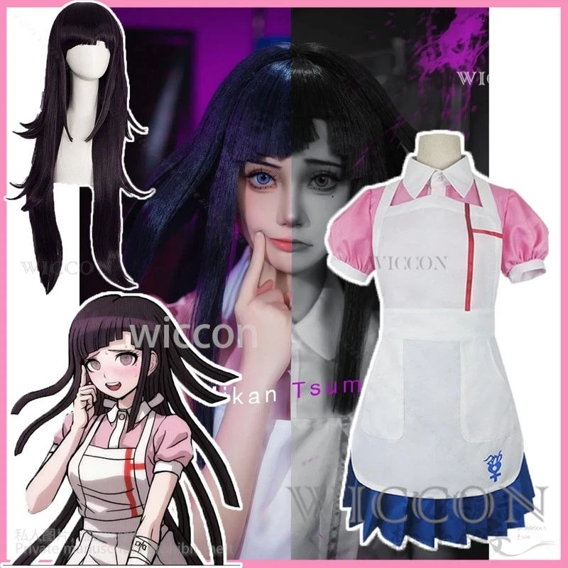 Anime Danganronpaaa Cosplay Mikan Tsumiki Costume Maid Uniform Woman Girls Dress Lolita Wigs For Halloween Christmas Customized