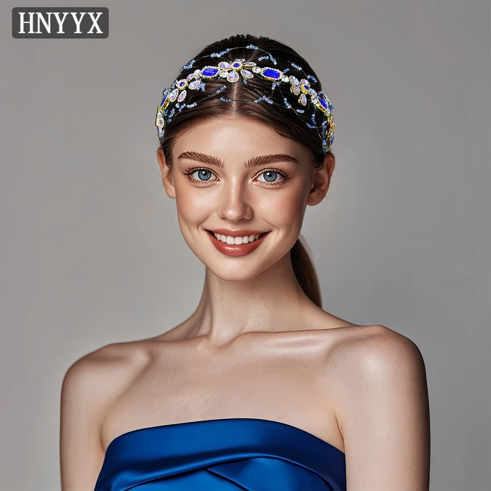 

YouLaPan Vintage Bridal Wedding Hollow Hairband Handmade Inlaid Blue Water Diamond Women Exquisite Banquet Party Headwear YXA144