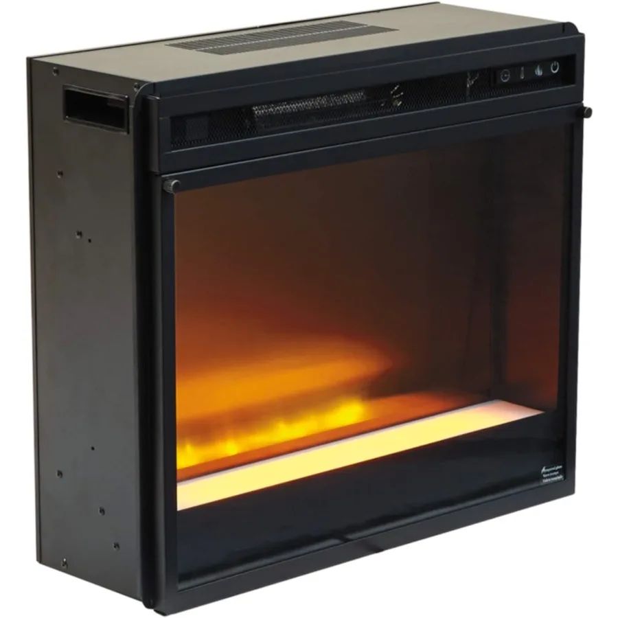 

24 Electric Fireplace Insert with LED Remote Control for Modern Living Room or Bedroom Heating Offers 6 Temperature Levels and
