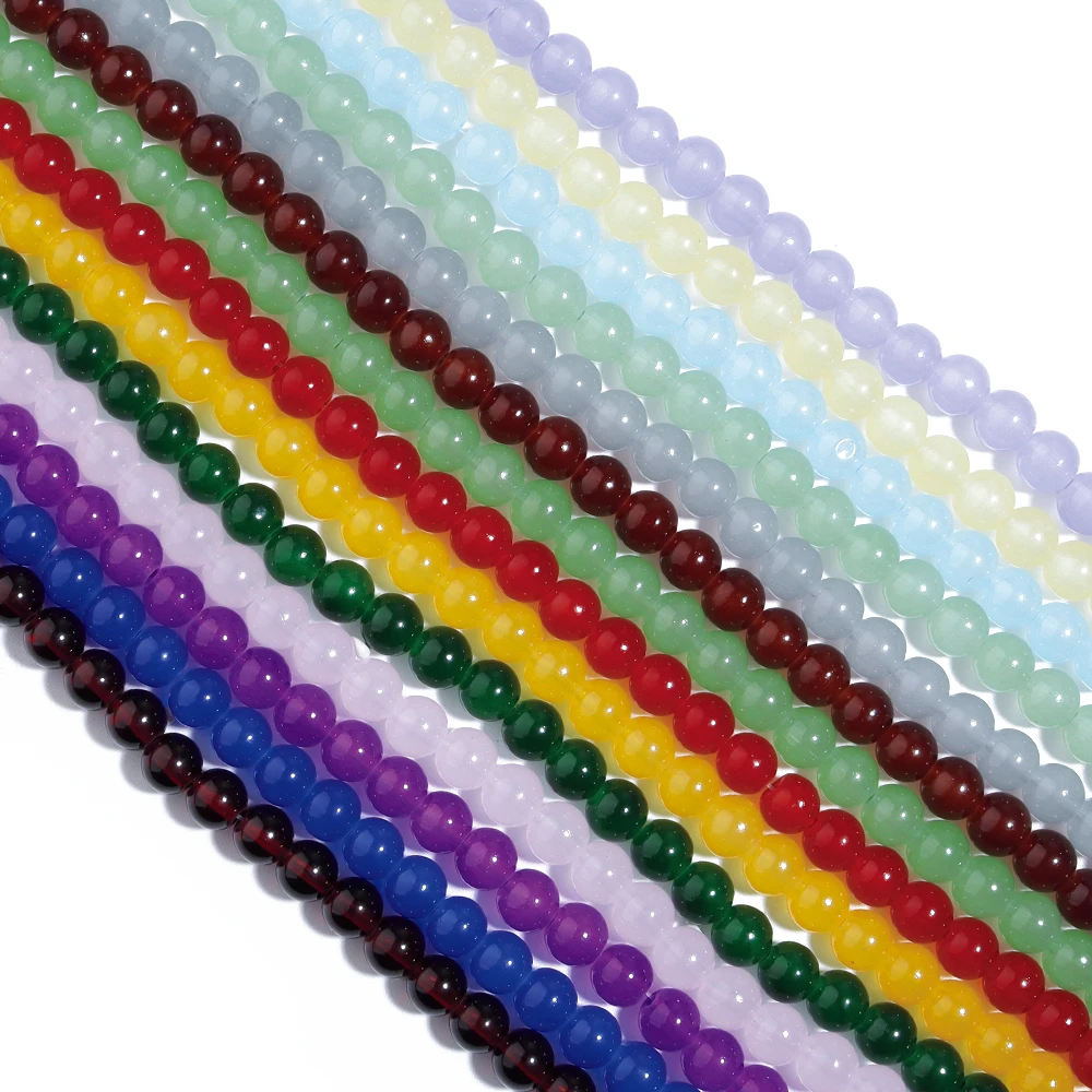 1 Strand 6/8mm Solid Color Glass Beads Round Loose Spacer Beads for Jewelry Making Handmade DIY Bracelet Necklace Accessorie