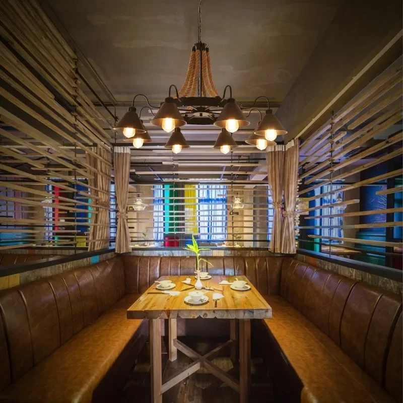 

Loft Retro American Industrial Hemp Rope Chandelier Restaurant Clothing Shop Barber Shop Online Cafe Creative Bar Hotel Lamp