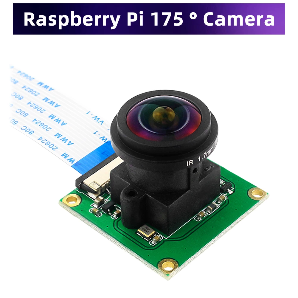 Raspberry Pi камера 175 градусов OV5647 датчик 5MP камера Модуль Широкоугольный объектив рыбий глаз для Pi 5 / 4B / 3B + / 3B / Zero 2 W 1,3