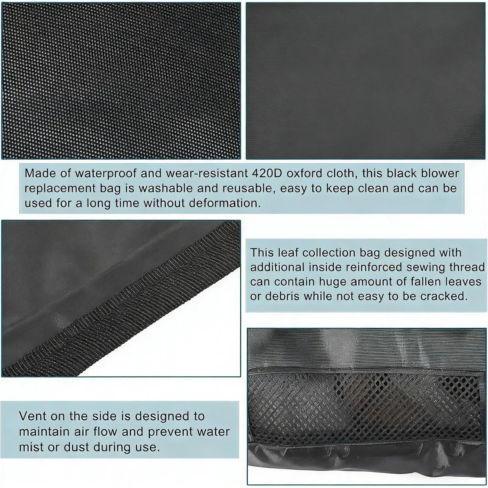 

Universal Leaf Vacuum Blower Bag Oxford Cloth Comfort Adjustable Strap Large Capacity for Garden Debris