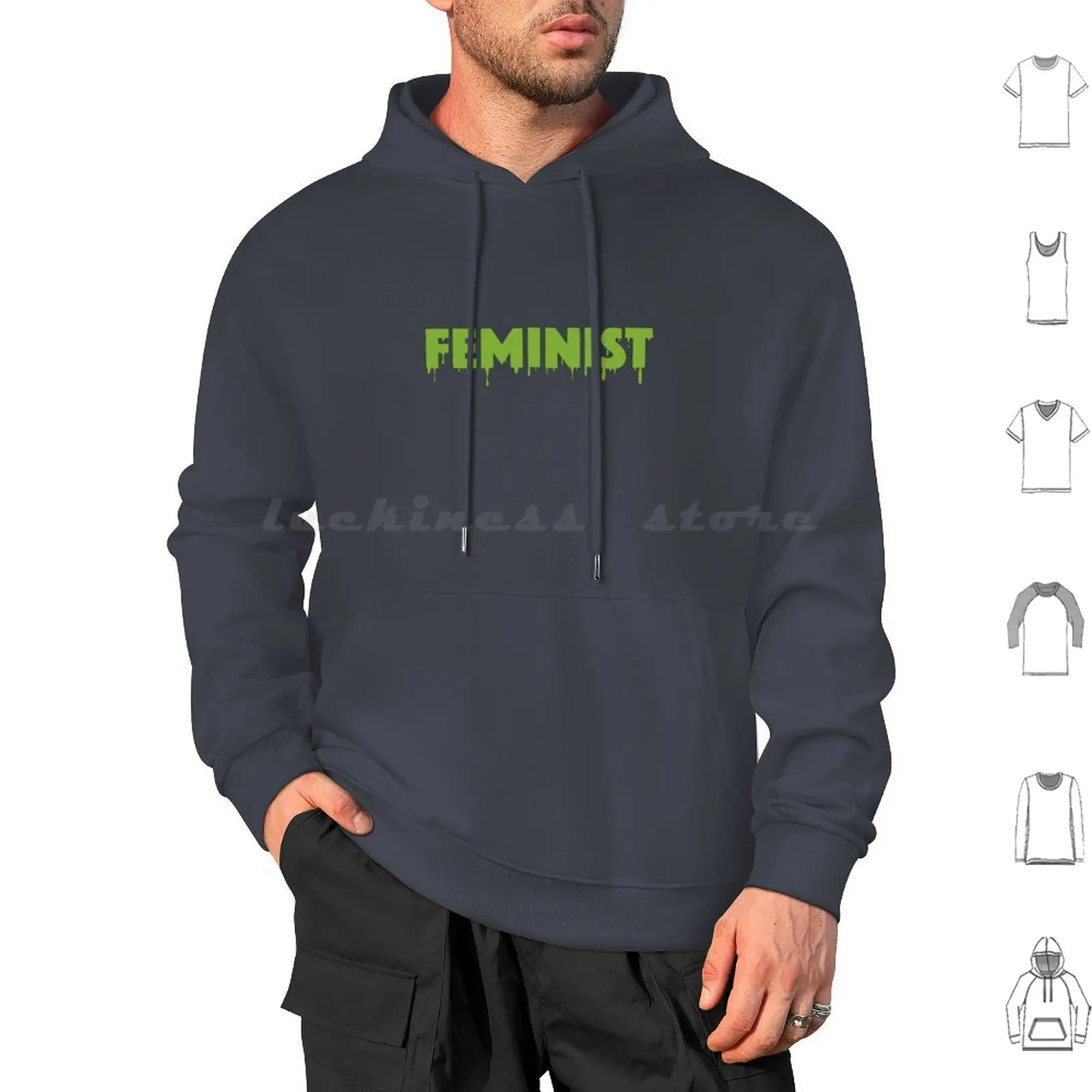 Feminist Slime Font Hoodie cotton Long Sleeve Feminist Slime Pop Culture DIY Green Pink Womens Day Riot Girl Liberal Cute