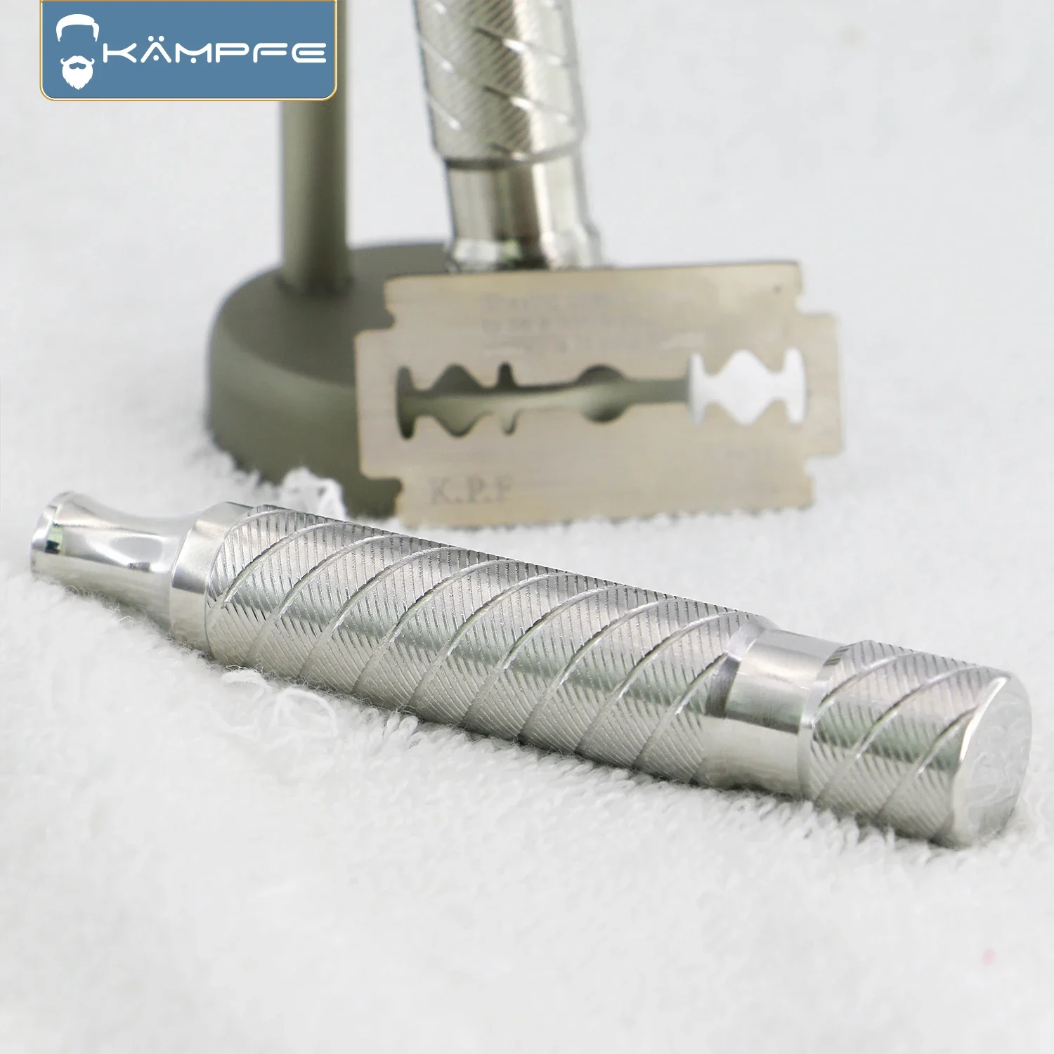 

KAMPFE Polished Titanium Safety Non-Slip Razor Handle for Men - Smooth Shaving Experience