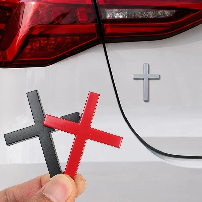 Car Modification Motorcycle Vehicle Decorative Metal Cross Badge Stickers 3D Stereo Cross Car Decal Protection Symbol  Accessory