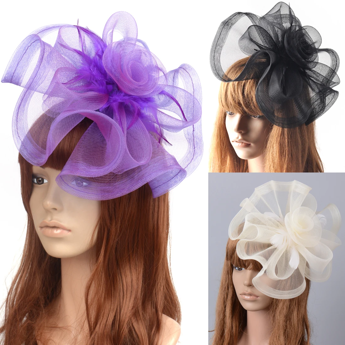 

Handmade Feather Fascinator Clip Women Lady Hat Cocktail Wedding Party Church Headpiece Catwalk Hair Accessories