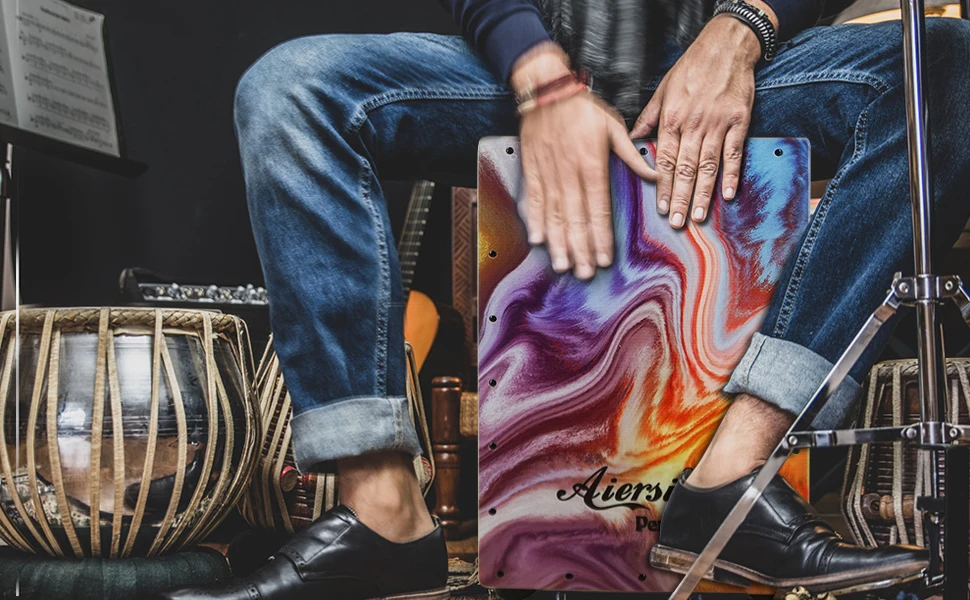 Caja de mano de Cajon de madera profesional, juego de tambor de percusión, instrumento Musical a la venta, personalizado, precio al por mayor, hecho en China