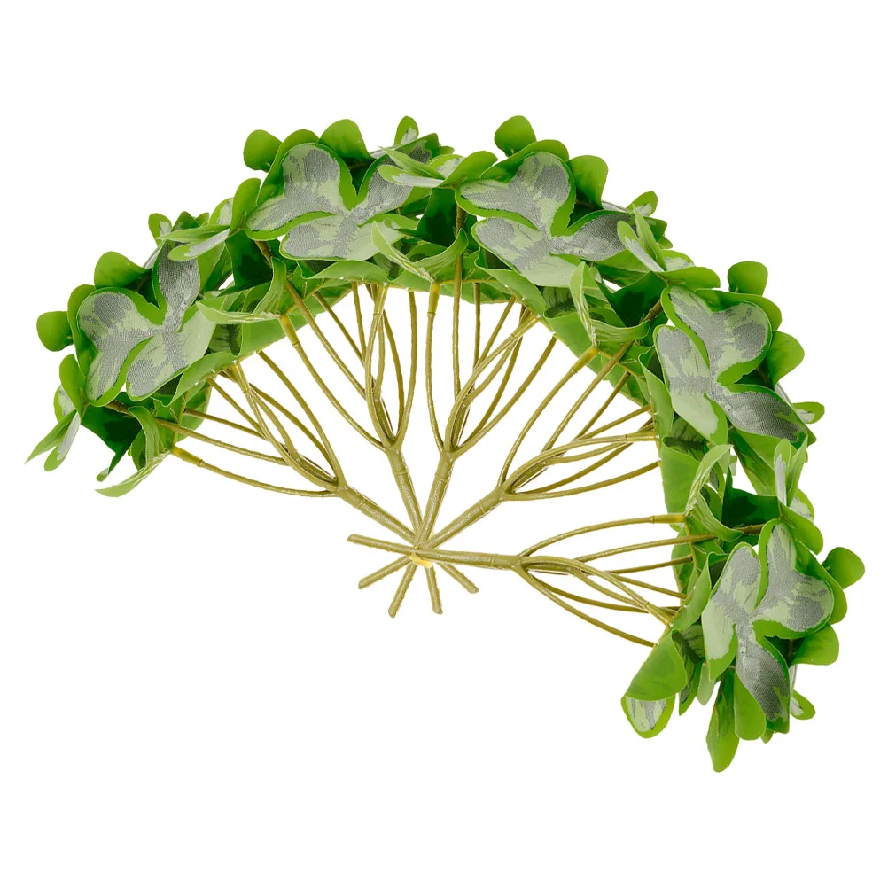 

5 Pcs Artificial Shamrock Decorative Flowers Faux Leaves Greenery Indoor Plants Lifelike Centerpiece Table shamrock picks stems