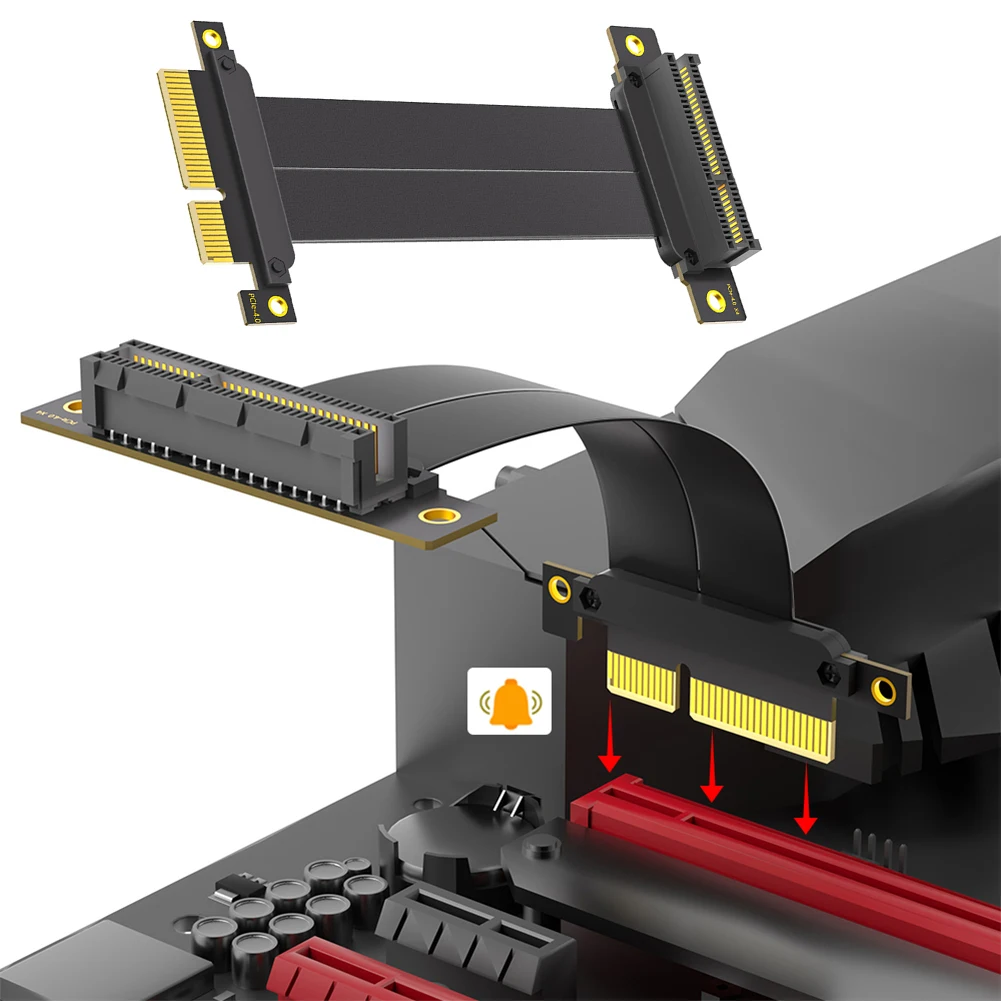 10cm PCI-E 4X Male To Female Riser Cable with Gold-Plated Connector for Graphics Card