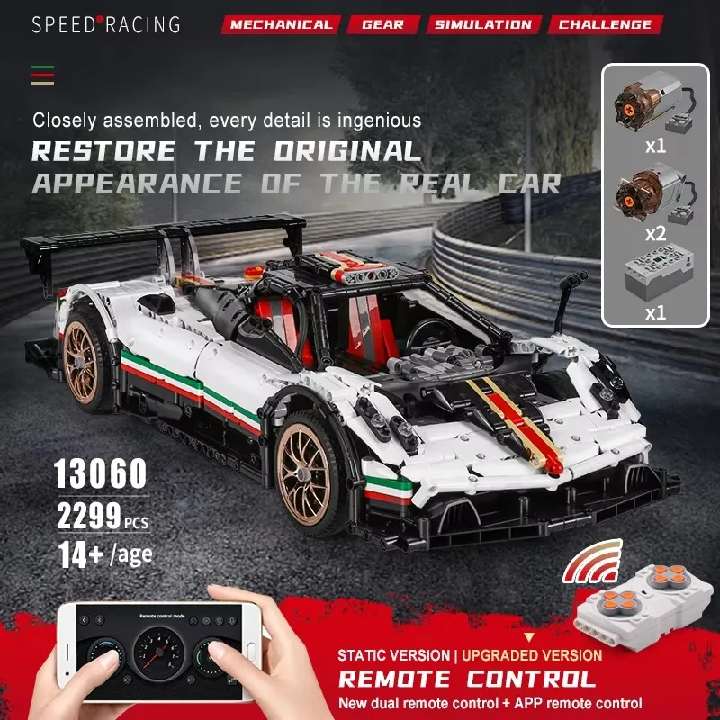 MOULD KING 13060 Technical Toys For Boys Building Blocks APP RC Motorized Zondas Racing Car Model Bricks Kids Christmas Gifts