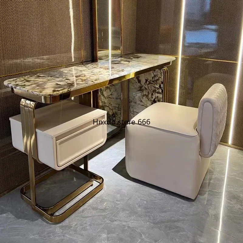 Italian-Style Light Luxury Pandora Natural Marble Dressing Table Villa Luxury Stone Dressing Table