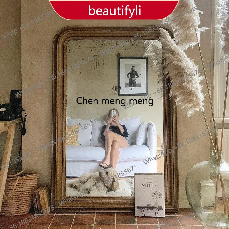 PP American retro full body floor mirror old full-length mirror clothing store large mirror against the wall