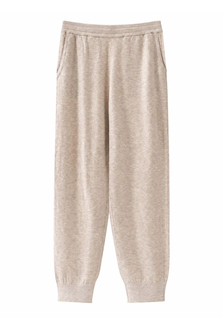 MZ62127 Damen Minimalistische Strick-Jogginghose mit Hoher Taille, Elastisch, Schmal Geschnitten, Weiche Modal-Mischung, Freizeithose für Herbst und Winter – Detail 12
