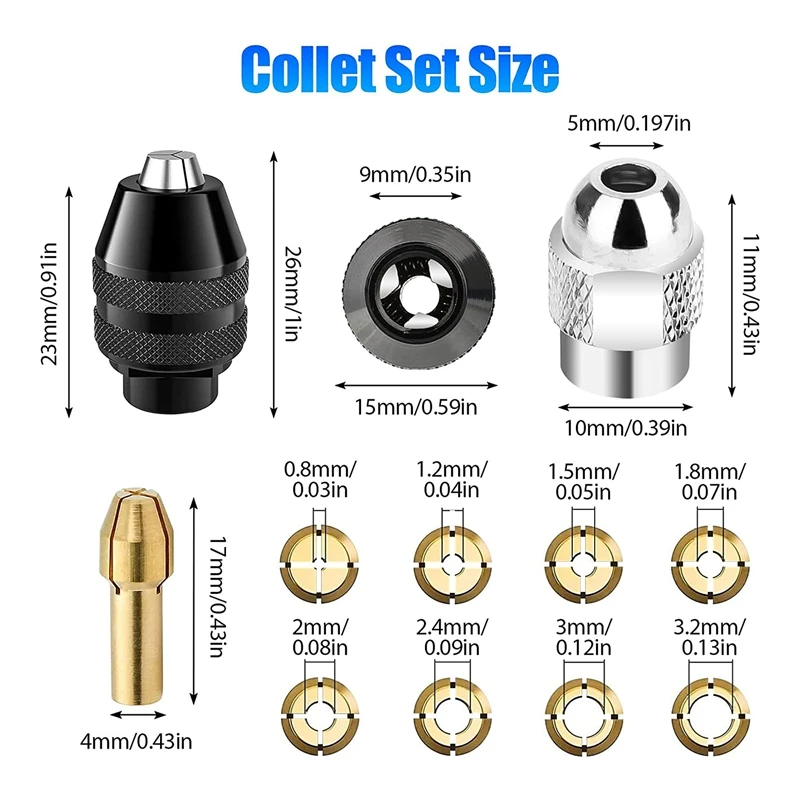 Neues 8-teiliges Messing-Spann zangen set mit schlüssel losem Bohrfutter, Ersatz Messing-Schnellwechsel-Drehbohr-Werkzeugs atz