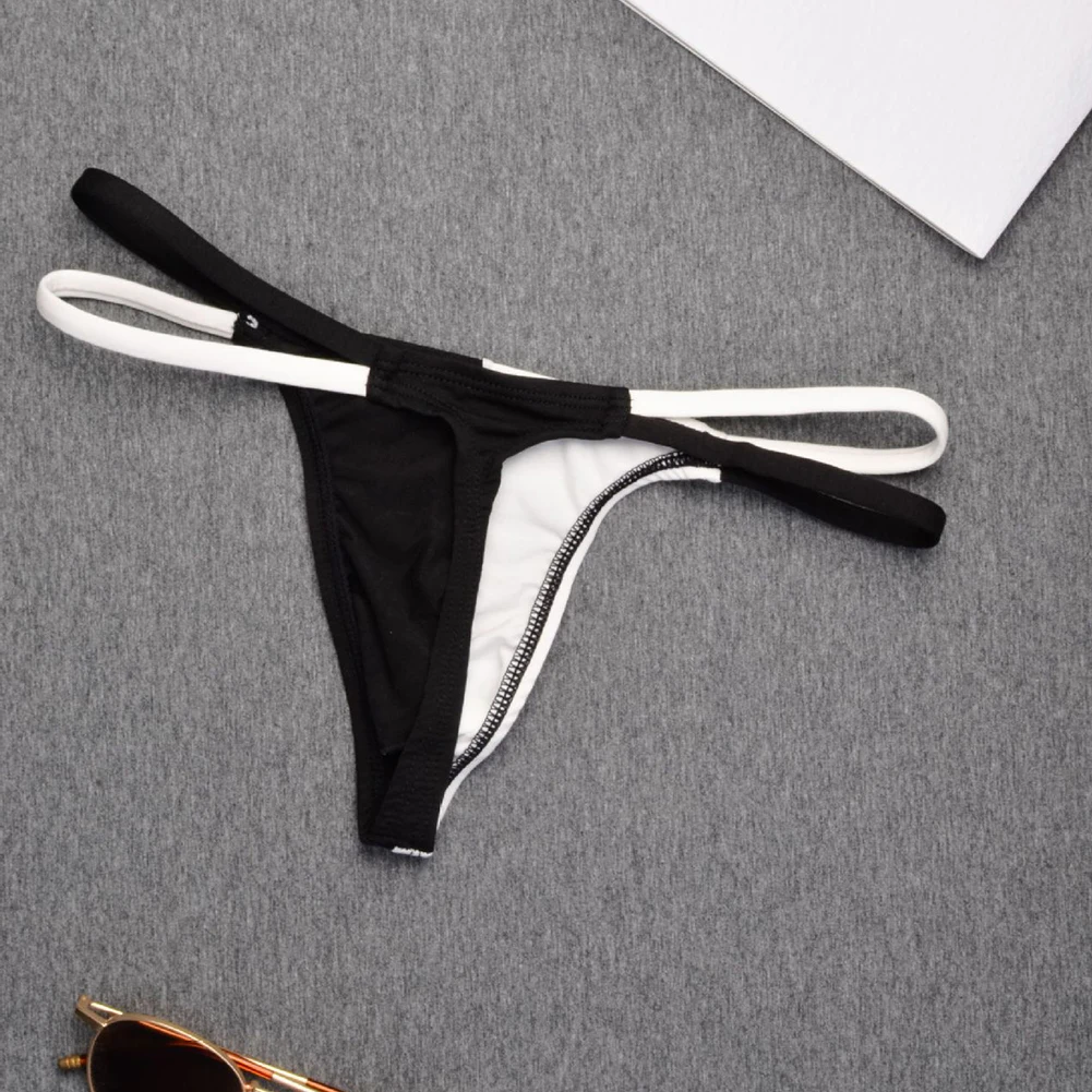 

Low Rise Men\\\\\\'s Thong Splicing Gstring Underwear with Bulge Pouch Cotton Spandex Blend Breathable Classic Lingerie Style