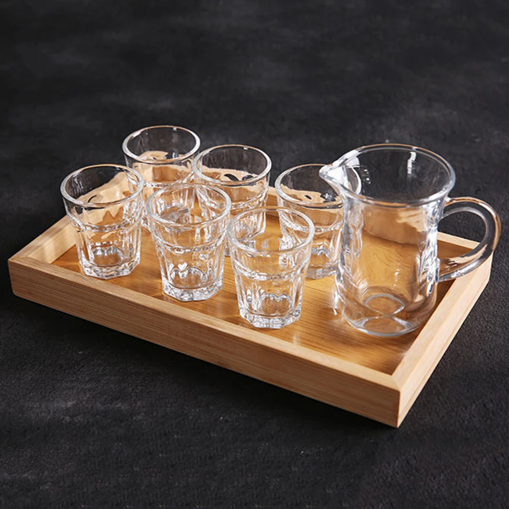 Home Bamboo Serving Tray Round Square Rectangle Breakfast Dessert Cake Tray Decorative Coffee Tea Platter Dinner Plate