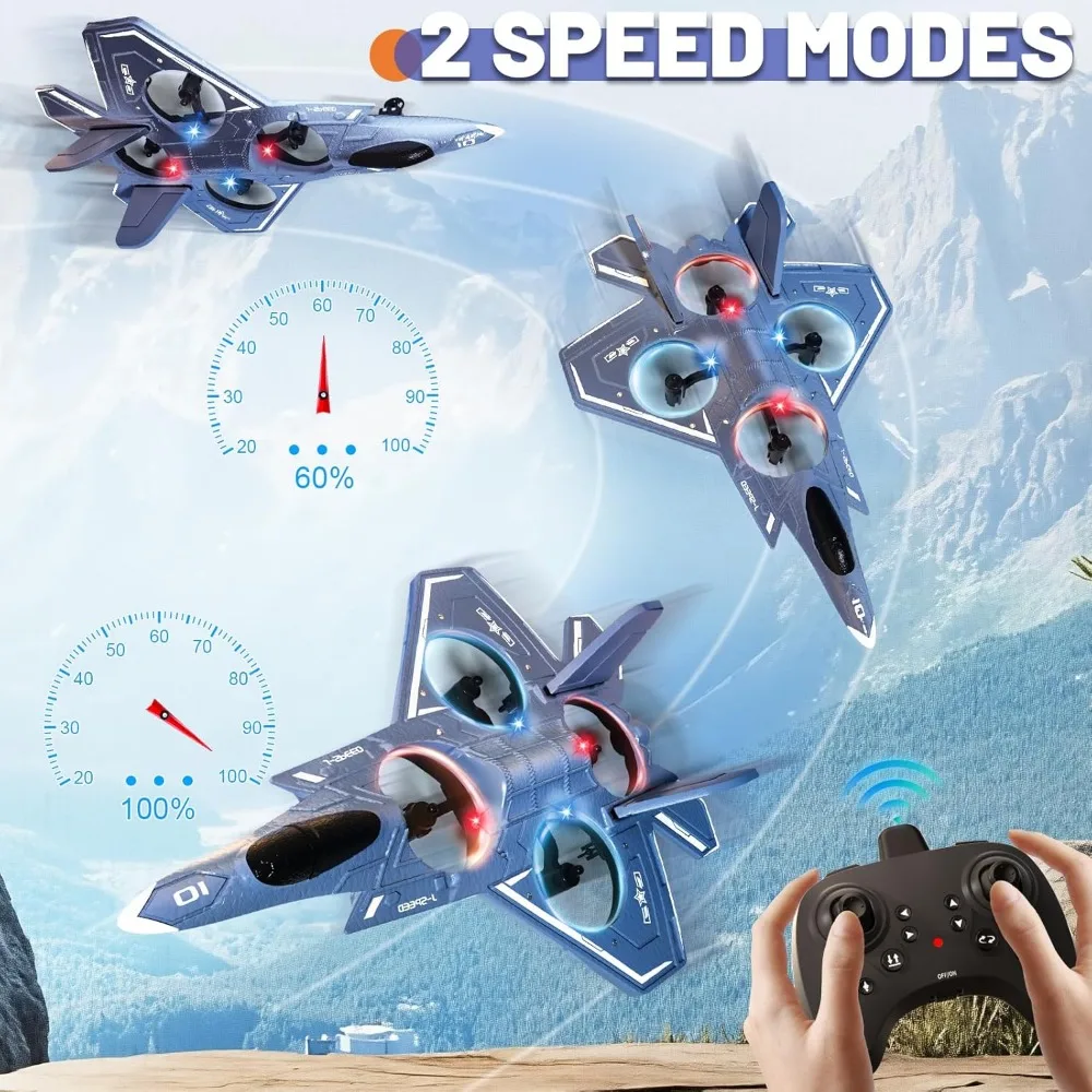 Aerei telecomandati in schiuma per 14 anni in su, RC Fighter Jet con luci a LED e chiavistelli a 360 gradi, Stunt Ready