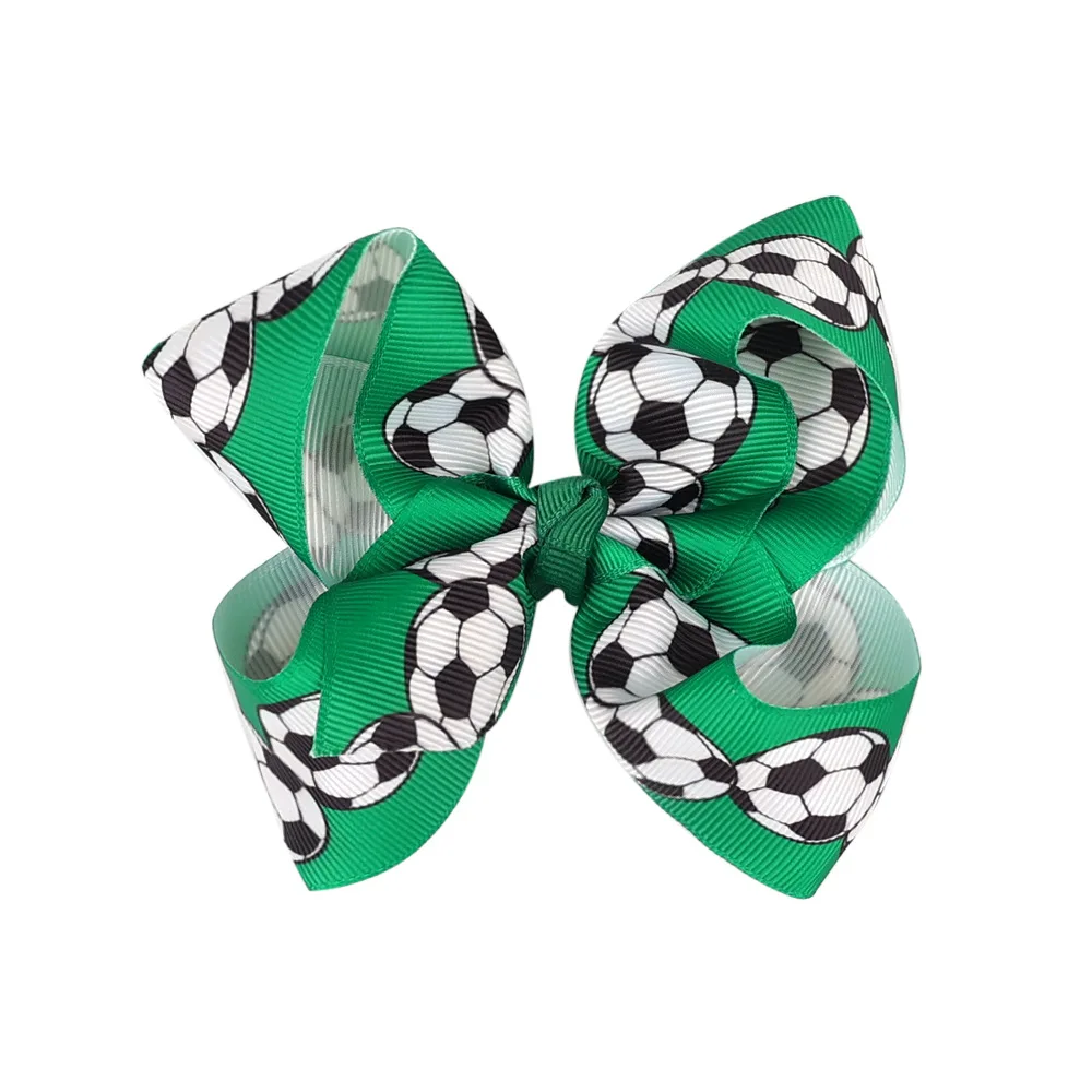 4.3 Inch Girls Women Football Printing Bowknot Hair Clips Children Cute Hair Bow Hairpins Headwear Hair Accessories image 6
