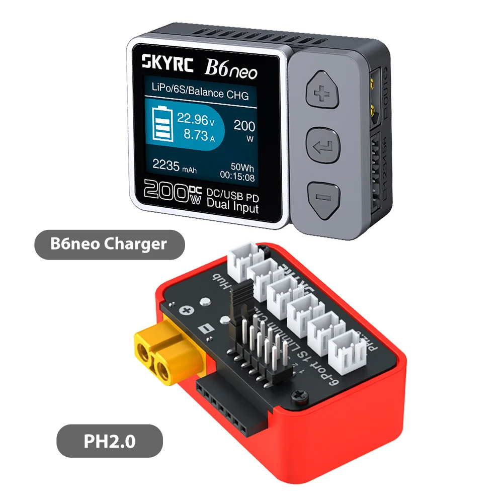 SKYRC Batterijoplaadhub OSH 6-poorts 1S Batterijoplaadhub voor LiPo LiFe Li-ion LiHV
