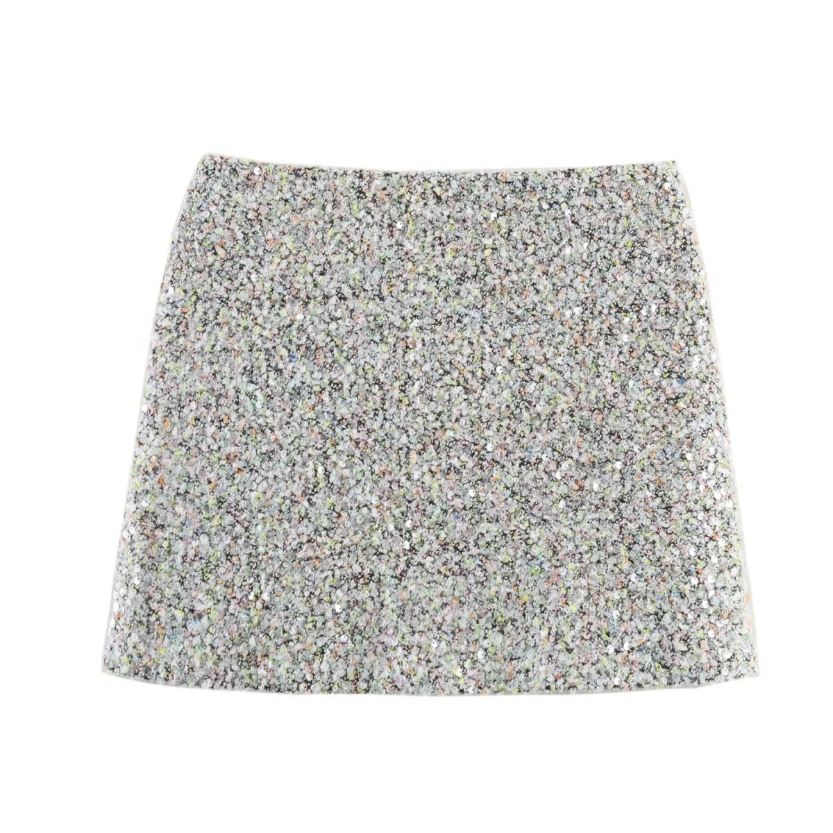 ملابس نسائية جديدة لخريف 2025 موضة غير رسمية مزاجية بسيطة مزخرفة بالخرز وأكمام طويلة + تنورة قصيرة عالية الخصر