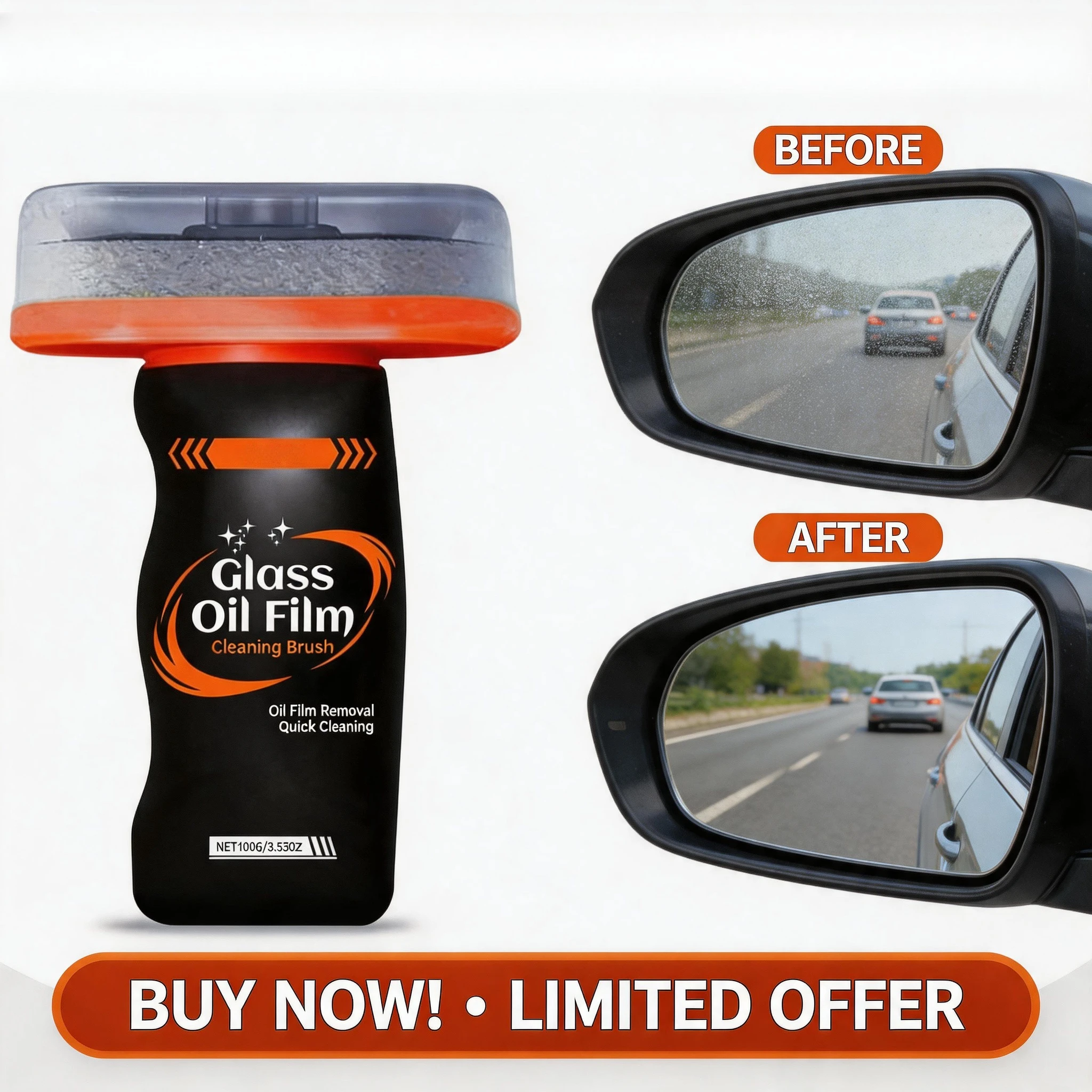 Anti-Fog Car Windshield Oil Film Remover Professional Glass Cleaning Brush Brightening Windows Polishing Oil Film Clean Tool