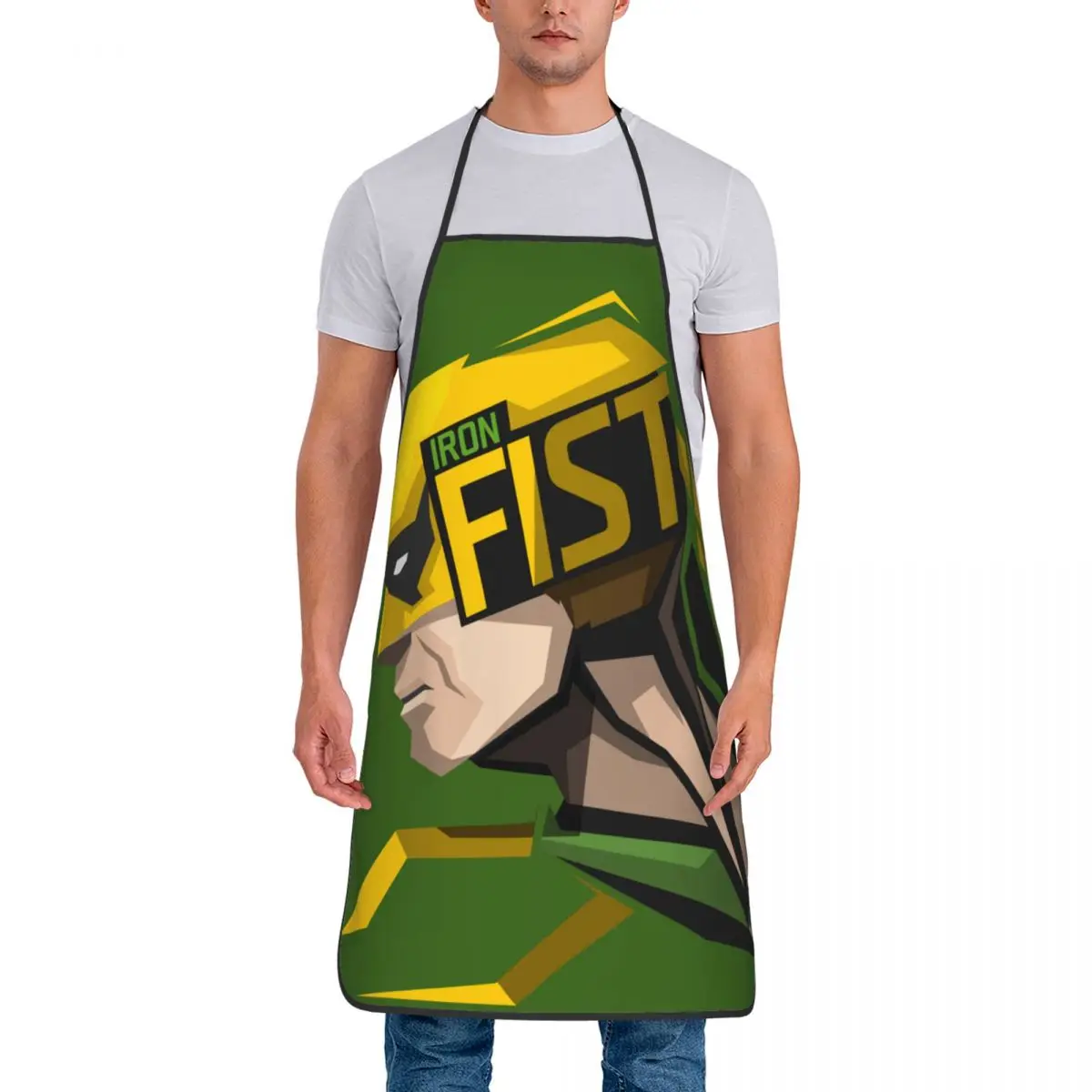 Funny Green Aprons for Men Women Adult Unisex Kitchen Chef Bib Marvels Iron Fist Tablier Cuisine Cooking Baking Painting