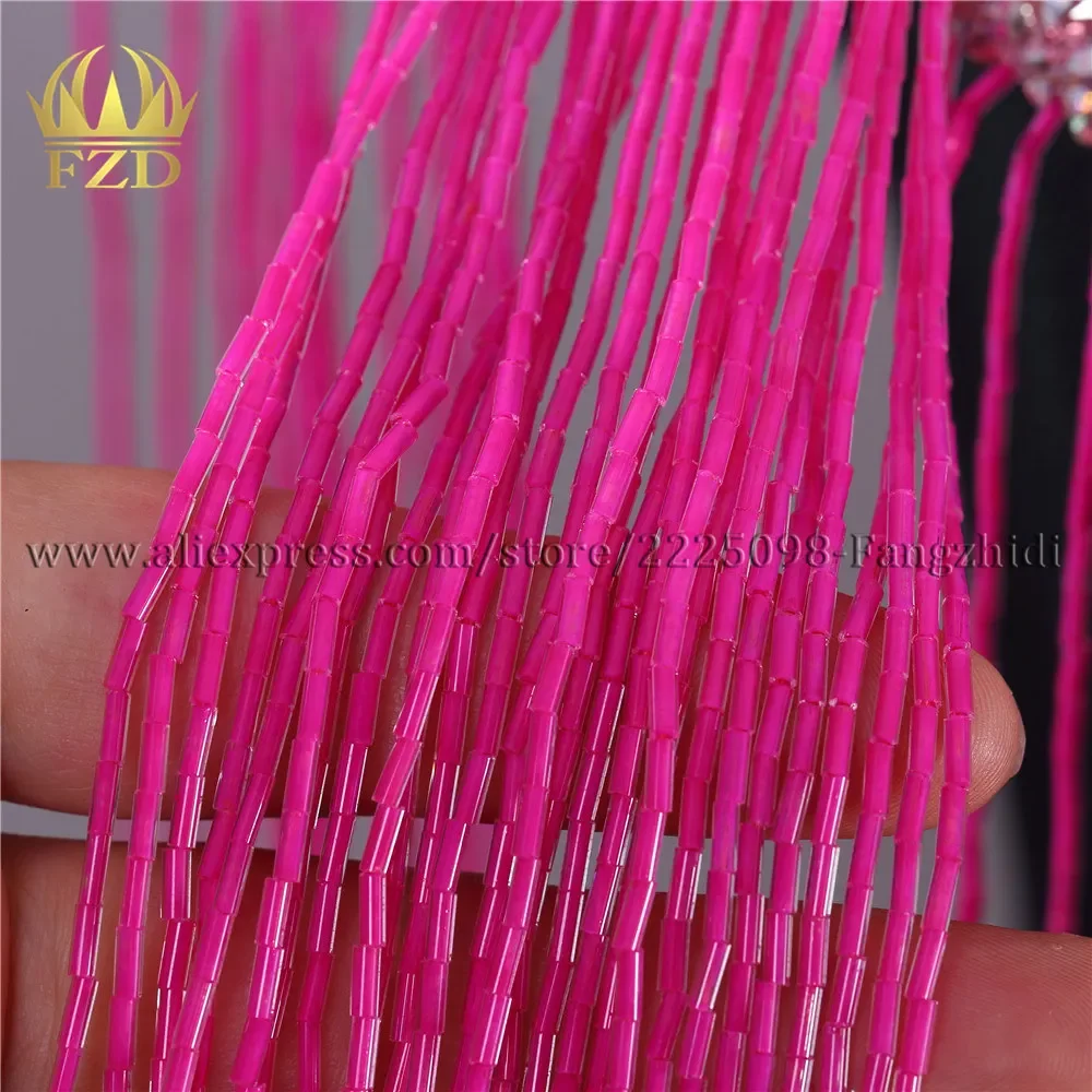 FZD 1 Piece Rose red tassel stripes Clothes Patches beads for Wedding Dresses DIY Decorative clothing patch DRA-328