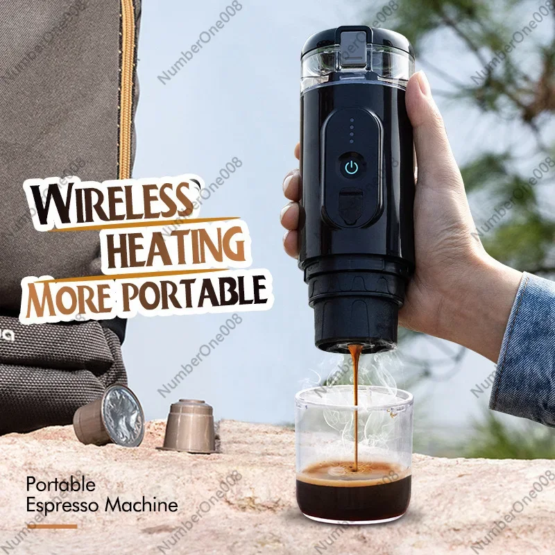 Portable Espresso Machine Rechargeable, 2-in-1 Capsule & Ground Coffee, for Travel Home Car