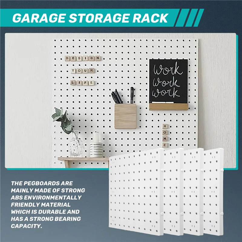 

ABVG-Pegboard Wall Organizer Panels, For Wall, Craft Room, Kitchen, Garage, Living Room, Bathroom(4Pcs)