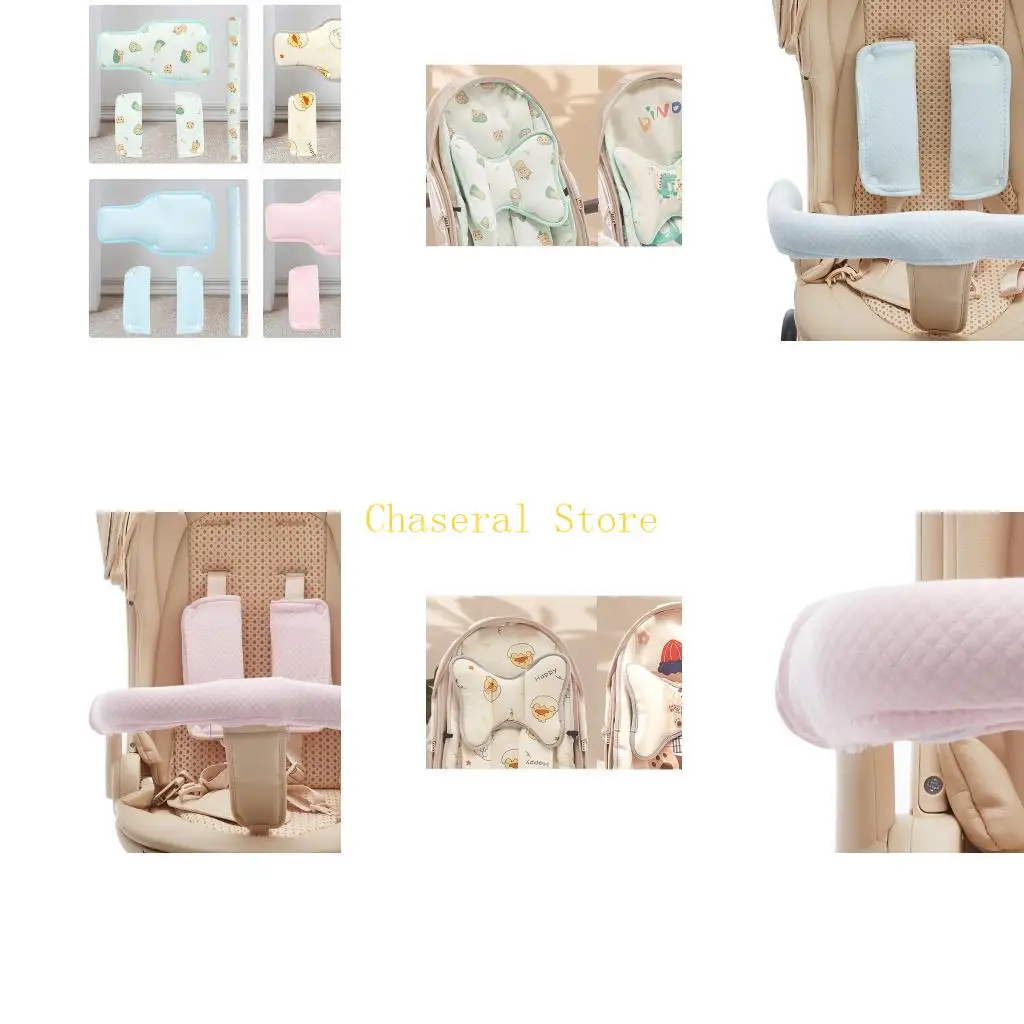 E7CE Infant Strollers Straps Covers/Crotch Pad Breathable Fabric Toddler Strollers Harness Pad Comfortable Pad for 0 to 3 Year