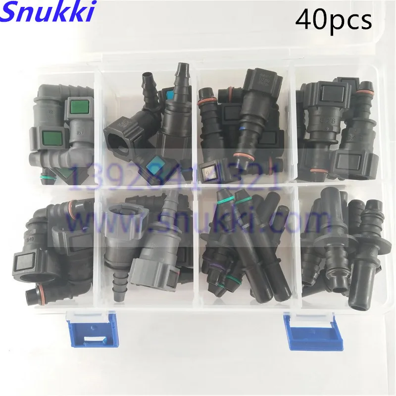 High quality one set Fuel pipe fittings auto Fuel line quick connector kit whole set total 40pcs for car fuel line Connector