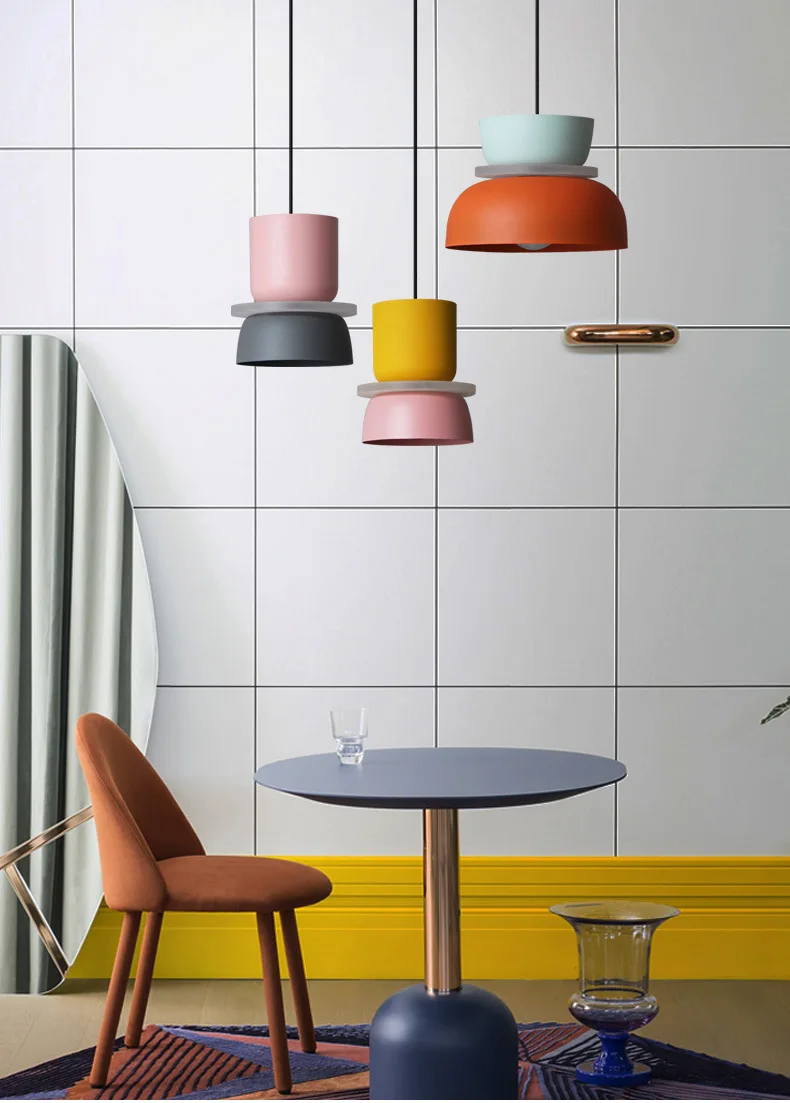 Modern Macaron Led Pendant Lamp Colorful Hanging Suspension Study Dining room Bedside Bedroom Chandelier Lighting lamp shades