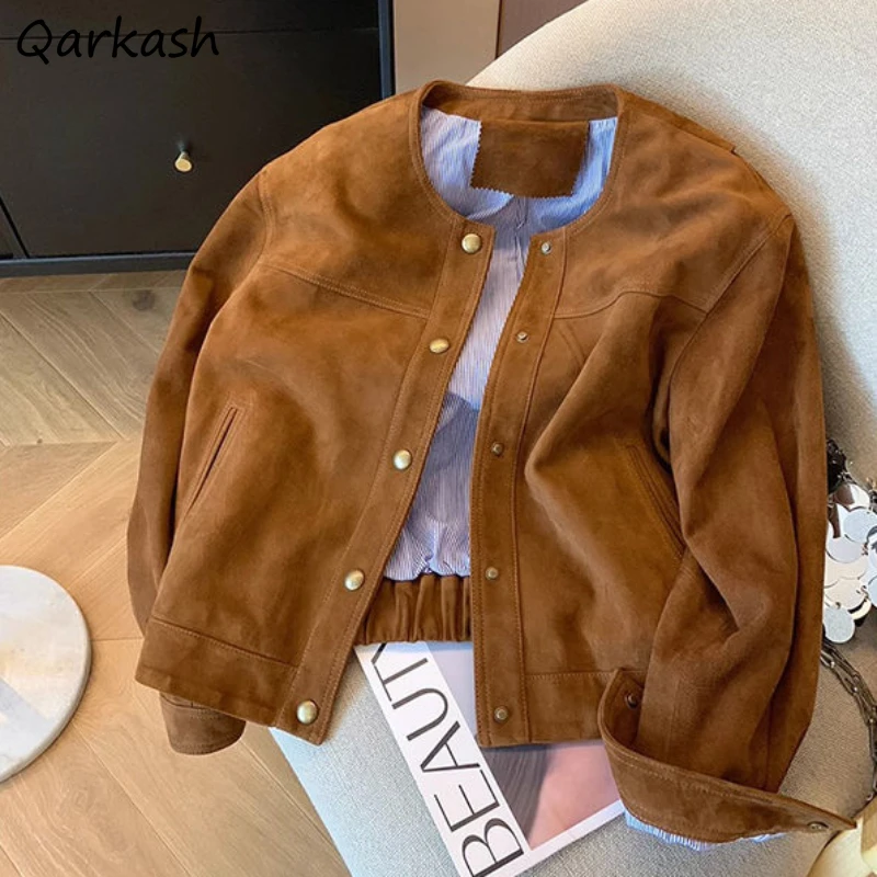 Leather Jackets Women Loose Retro American Style Boyfriend Cool Classic Streetwear Fashion Maillard Leisure Distressed Overcoats