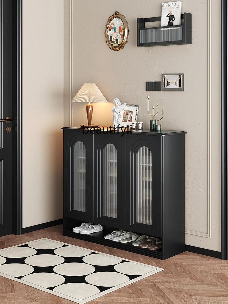 

Cream Style Shoe Cabinet Entrance Cabinet Home Indoor Large Capacity Shoe Cabinet Living Room Hallway