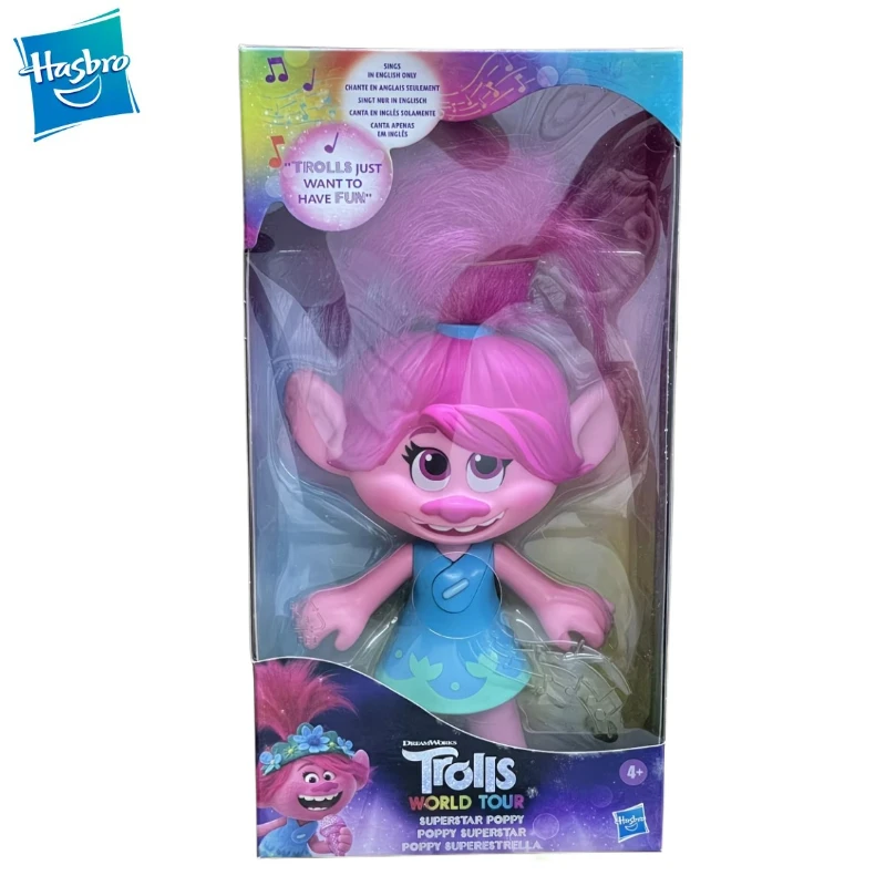 New Original Hasbro Trolls WORLD TOUR SUPERSTAR POPPY Can Speak Action Figure Toys Gift Model