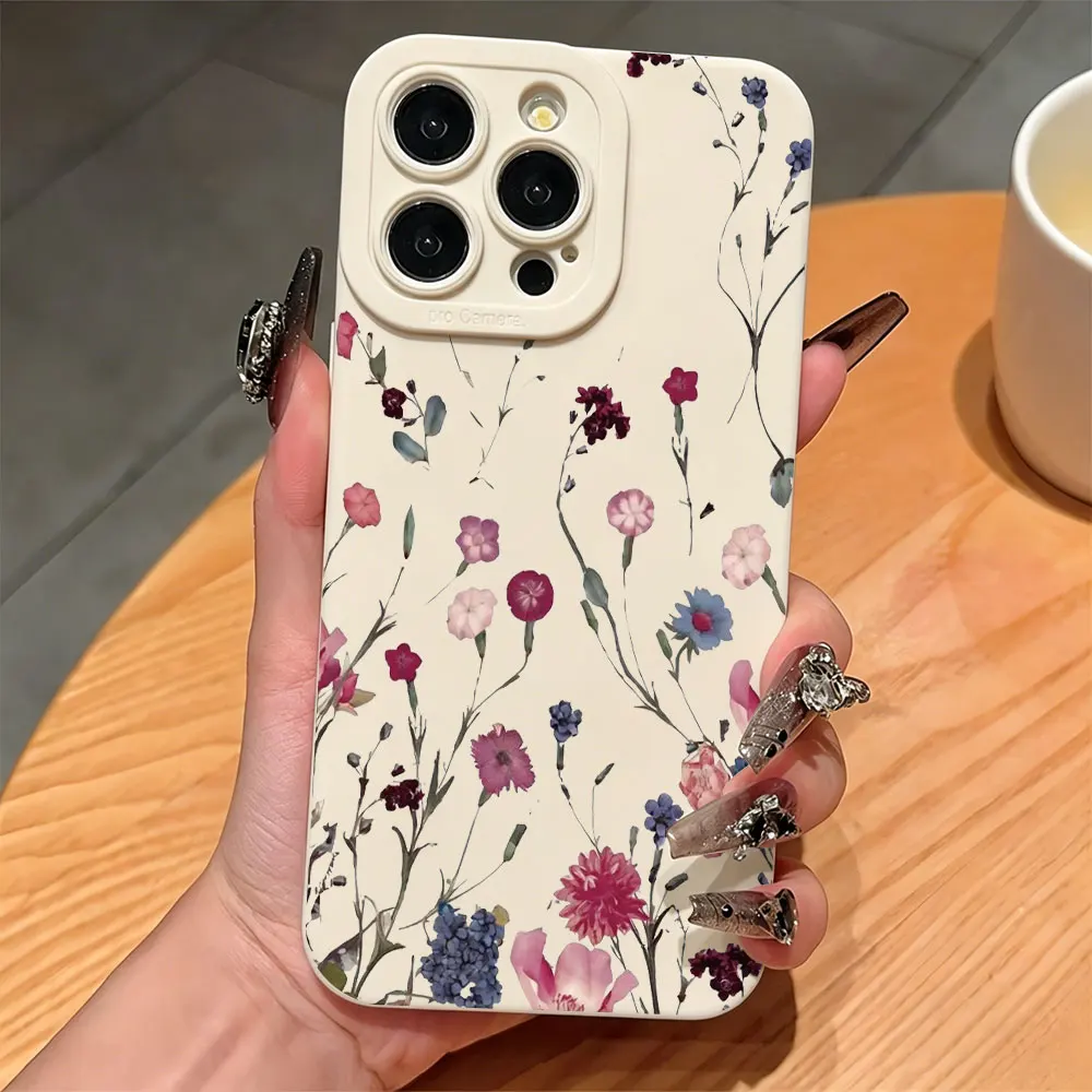 Phone Cases For Samsung Galaxy S26 S24 S25 S23 Ultra S21 S22 Plus A55 A36 A16 A54 A35 A56 TPU Soft Colorful Floral Korean Cover