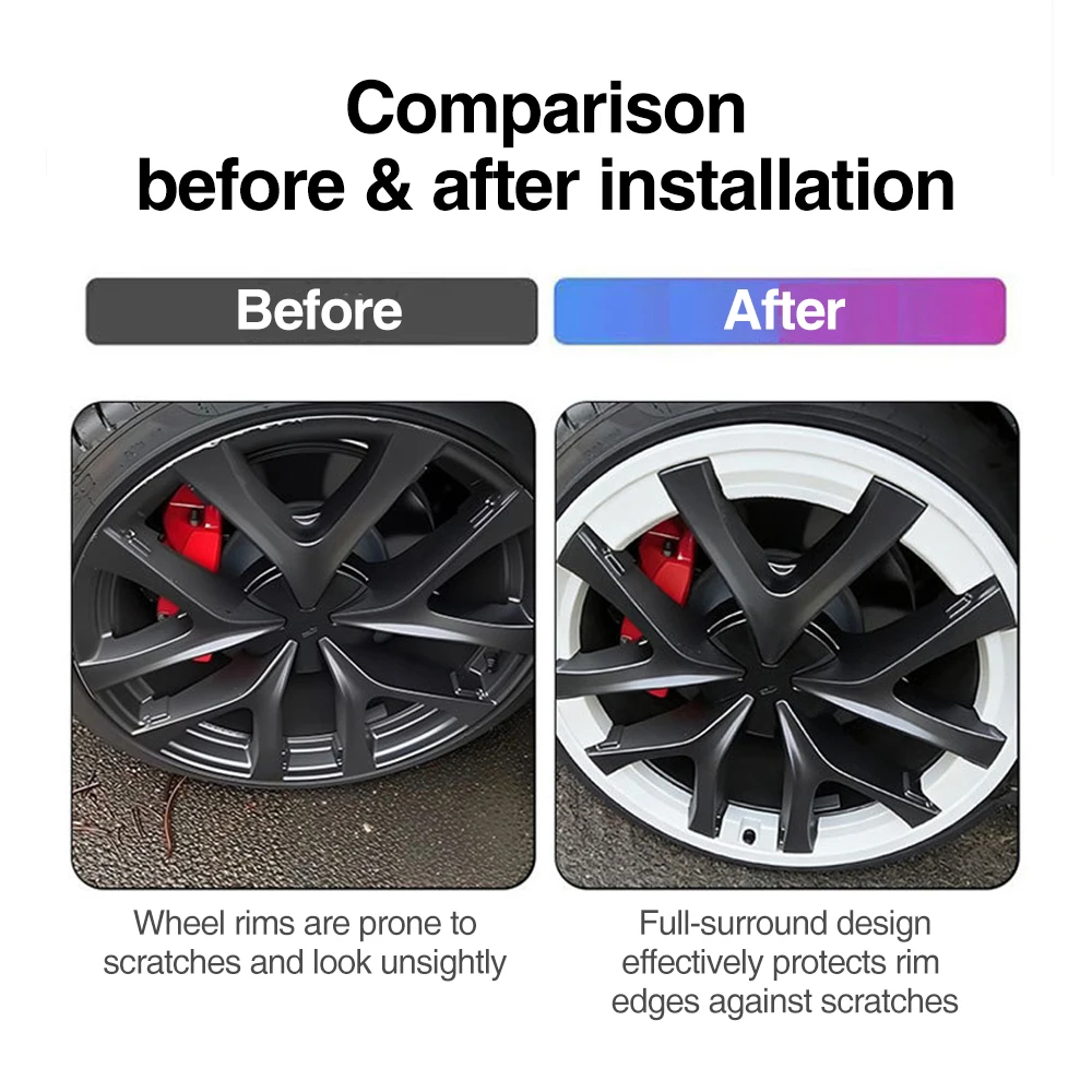 HEENVN 21 Inch ABS Wheel Guard Protector Cover Exterior Rim Hub Protection Patch for Tesla Model Y Juniper 2025 2026
