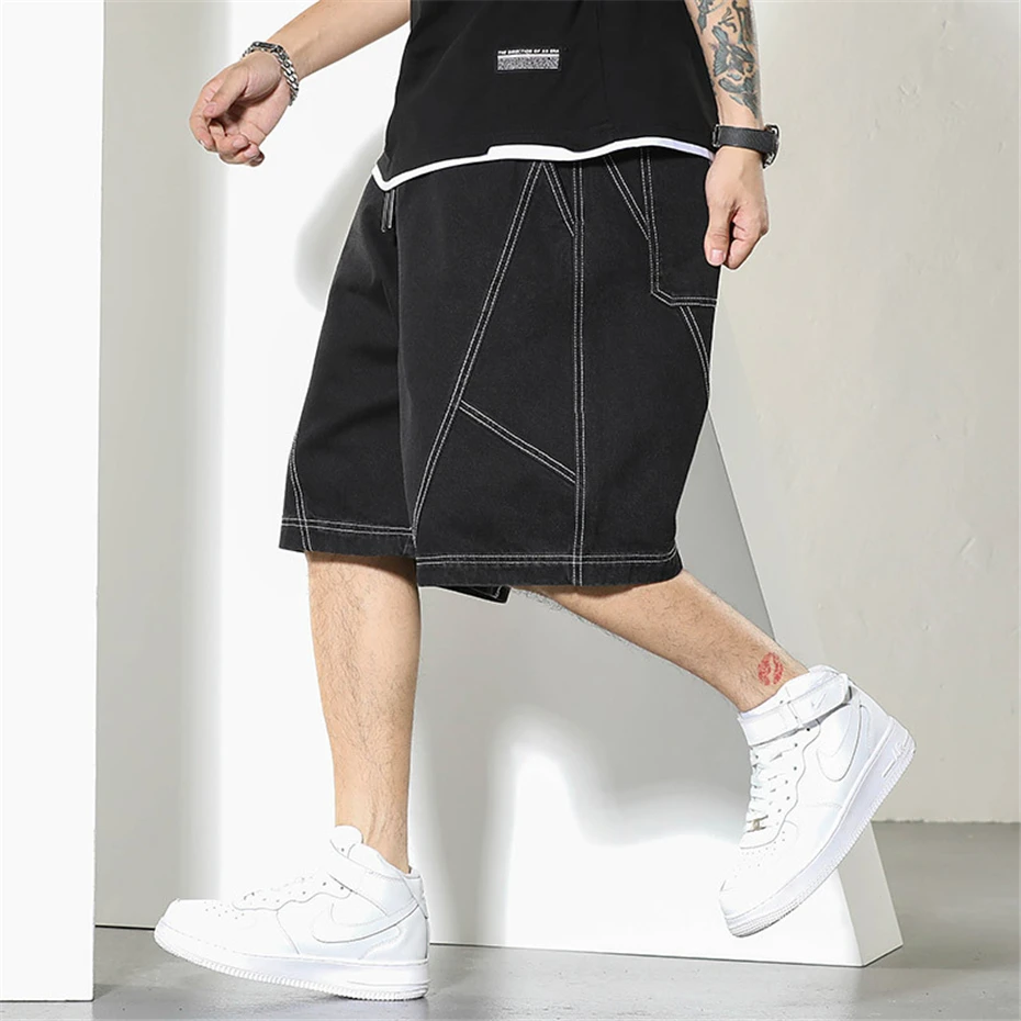 Schwarze Jeans shorts Herren Jeans plus Größe 6xl Mode lässig Sommers horts männlich große Größe 6xl