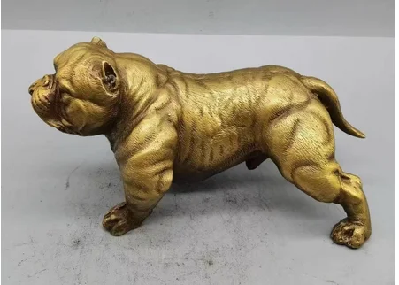 Antique copper ware  collection Bulldog Dog Wangcai  Home Furnishings