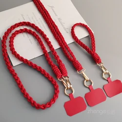 Mobile Phone Lanyard Long Crossbody Can Back The New Year Red Thick Braided Strap for Men and Women Strong Chain Universal