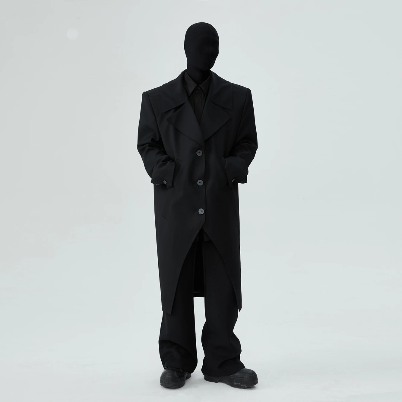 Niche Design Avant-Garde Style Clothes Black Suit Coat Men's and Women's Split Profile Loose Swallowtail Padded Shoulder Coat