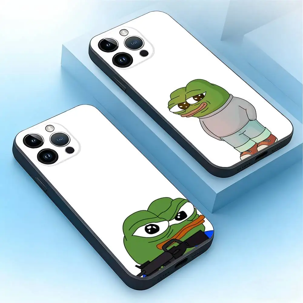 

Funny P-Pepe Frog Sad Phone Case For iPhone 17,16,15,14,13,12,11,Air,XR,Pro,Max,Plus,mini,SE Silicone Black Cover