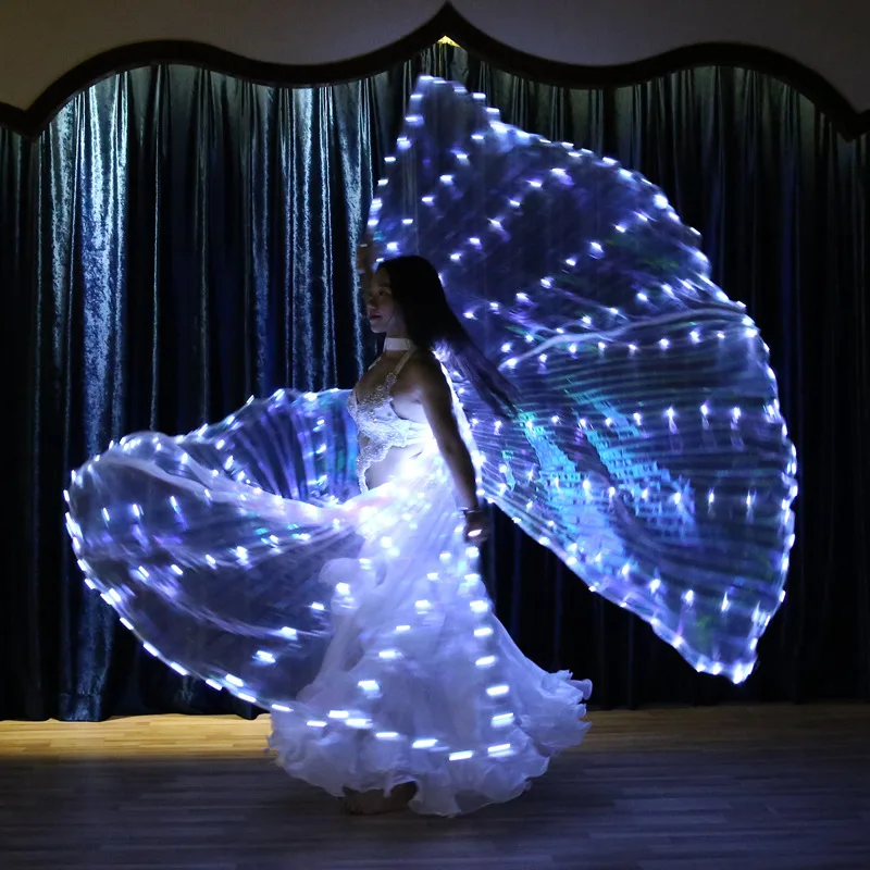 Luce elettronica Danza Divisa Led Stage Isis Wings Donne Puntelli di danza del ventre 360 °   Ala da ballo per ragazze con ali luminose a LED con bastoncini