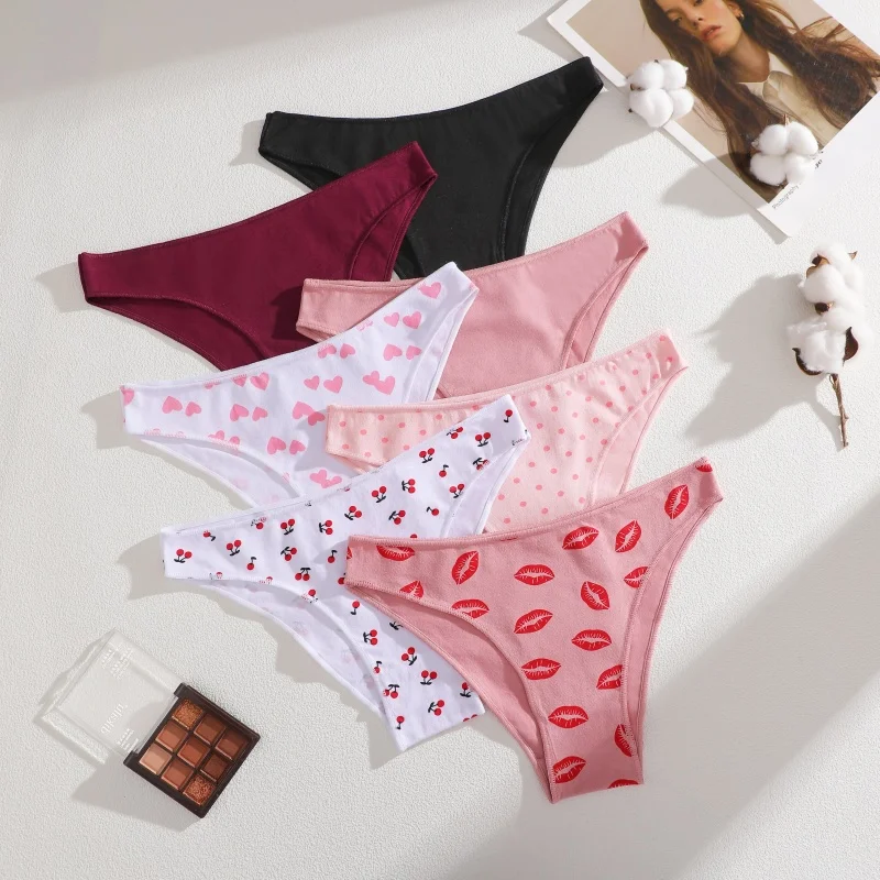 4-teiliges Set Damen Baumwoll-Slips Sexy Niedriggeschnittene Unterhosen Atmungsaktive Unterwäsche für Frauen Dehnbare Slips in Unifarben – Detail 23