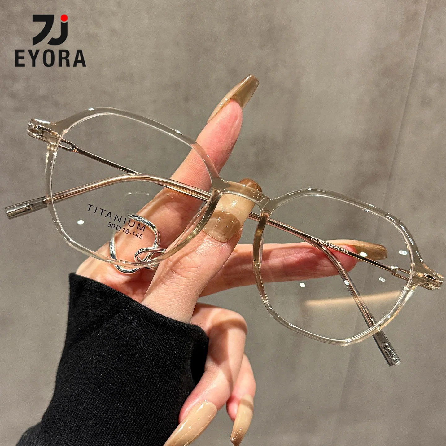 

EYORA Polygon Ultralight TR-Ti Reading Glasses for Women Anti Blue Light Photochromic Glasses Optical Lenses with Prescription