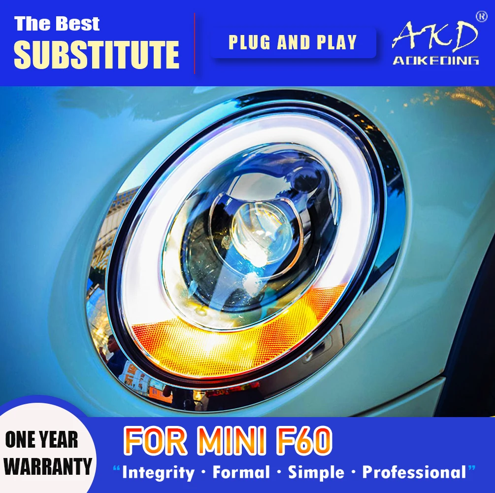 

AKD Head Lamp for MINI F60 LED Headlight 2013-2019 Headlights F60 DRL Turn Signal High Beam Angel Eye Projector Lens