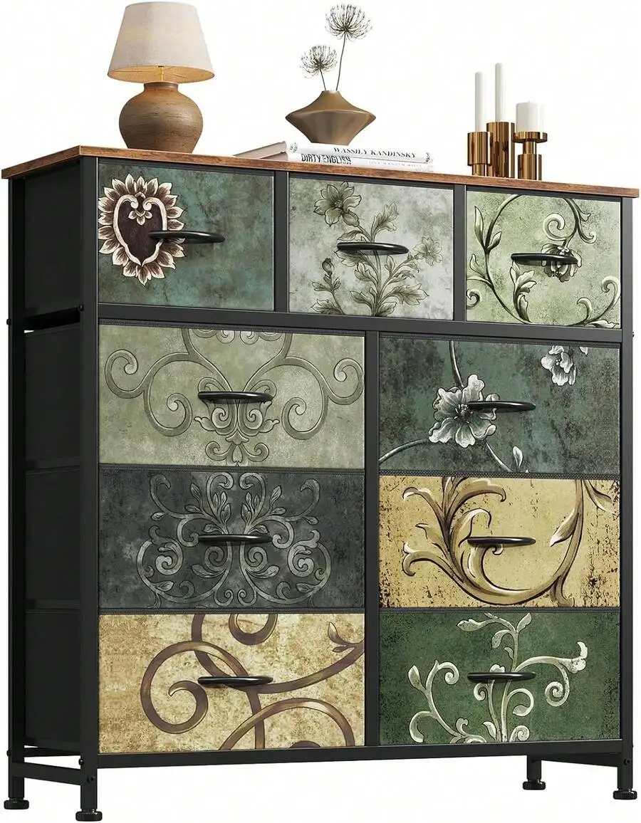 9-Drawer Dresser, Fabric Storage Tower For Bedroom, Hallway, Entryway, Closet, Tall Chest Organizer Unit With Fabric Bins, Steel